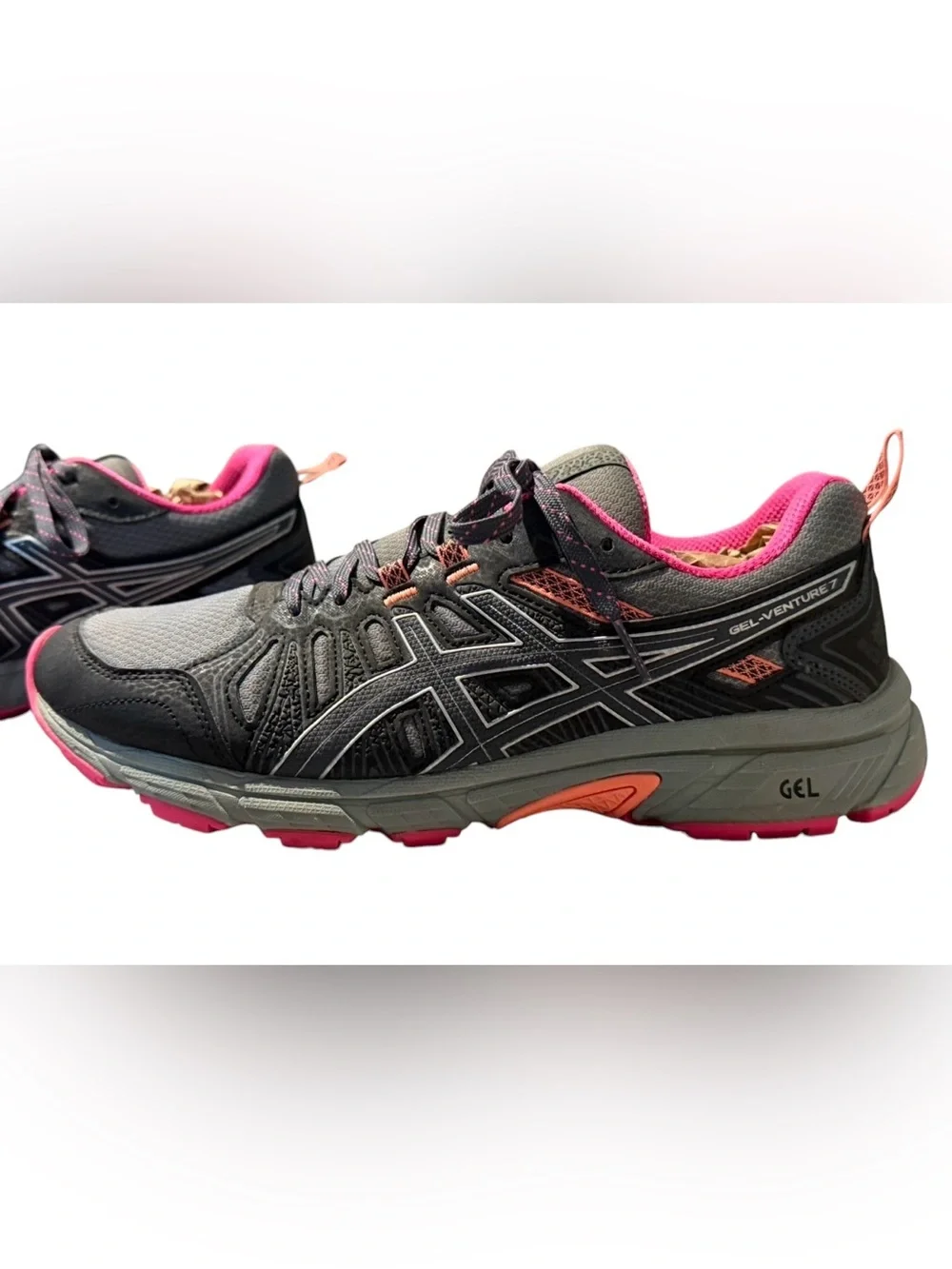ASICS GEL-Venture 7 Women's Trail Running Shoes Gray/Pink/Orange - Size 10